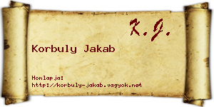 Korbuly Jakab névjegykártya